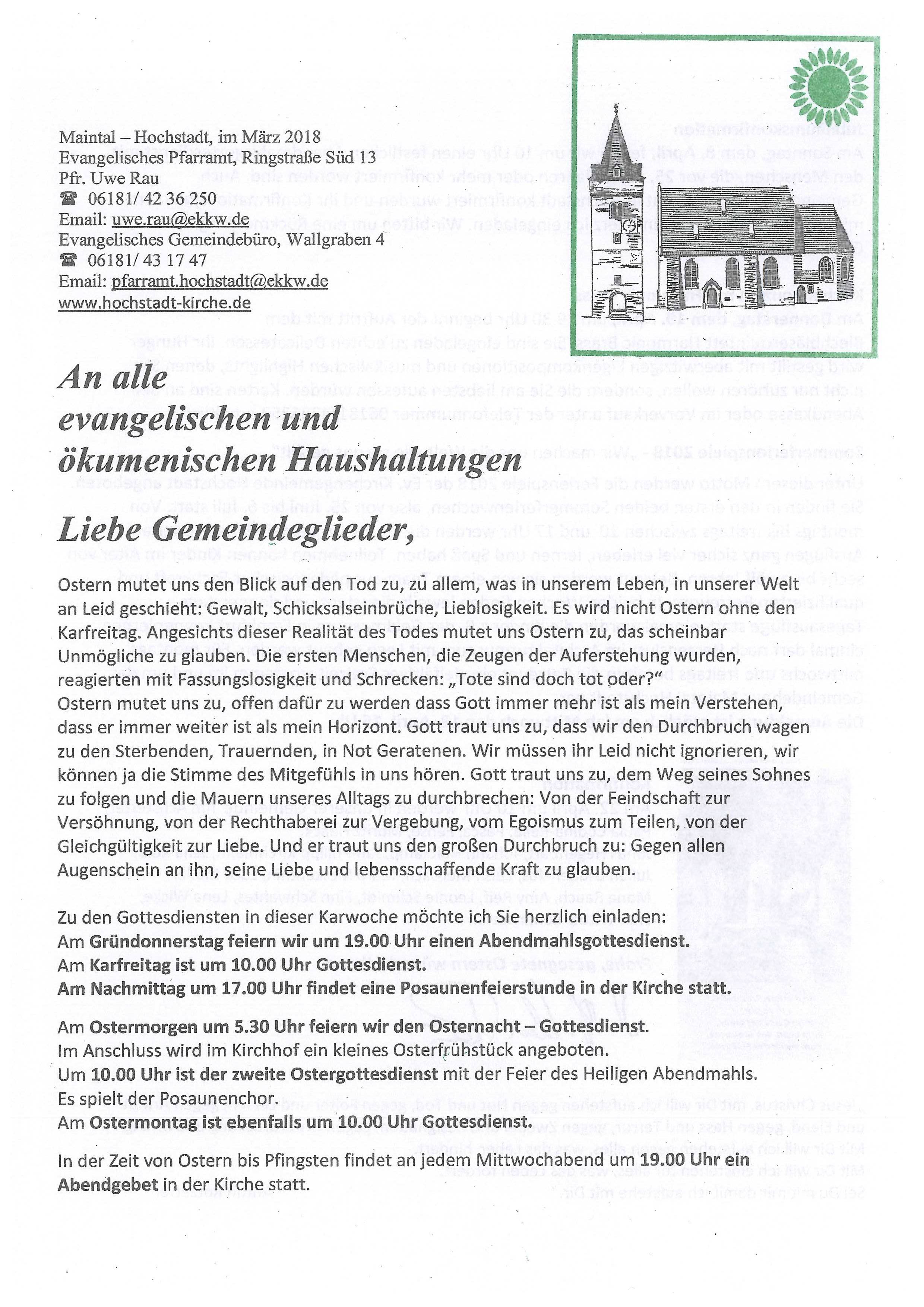 Gemeindebrief Ostern 2018 Seite 1